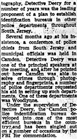 William A. Deery obituary (continued), Camden Courier-Post, December 29, 1950
