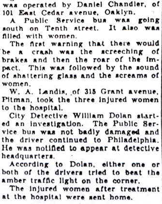Three Women are Hurt When Buses Collide (continued), Camden Courier-Post, December 13, 1930