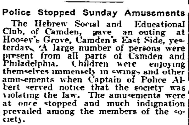 Philadelphia Inquirer, September 7, 1903 — Police Stopped Sunday Amusements
