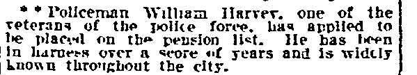 Philadelphia Inquirer, February 4, 1912 — William Harvey applies for pension