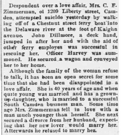 Philadelphia Inquirer, July 24, 1891 — Romance with a Sad Ending (part 2)