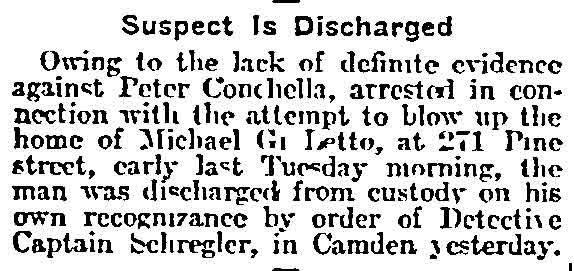 Philadelphia Inquirer, March 14, 1915 — Suspect Is Discharged