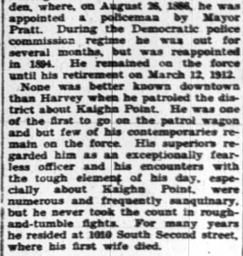 Camden Courier-Post, February 25, 1928 — William Harvey Dies, Retired Camden Cop (part 2)