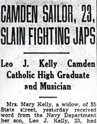 Camden Courier-Post, December 1942 — Leo J. Kelly killed in action (part 1)