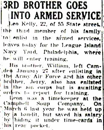 Camden Courier-Post, February 10, 1942 — Kelly brothers enlist