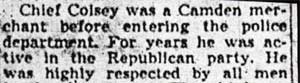 Chief Colsey Dies at 67 of Heart Attack - Camden Courier-Post, September 16, 1939