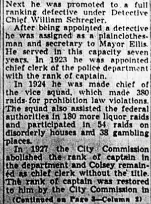 Chief Colsey Dies at 67 of Heart Attack - Camden Courier-Post, September 16, 1939