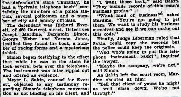 Sleuth Battles Judge on Bookie — right column