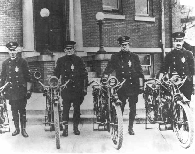 Early photo of Camden Motorcycle Police, 1910s