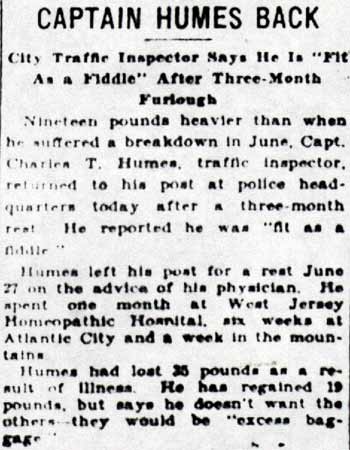 Charles T. Humes, Courier-Post, September 20, 1928