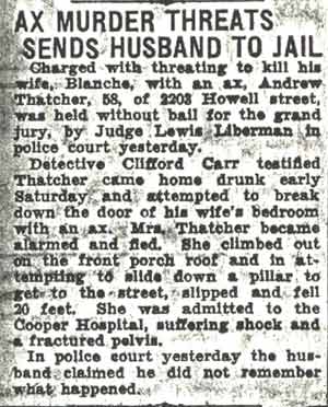Camden Courier-Post: Ax Murder Threats Sends Husband to Jail, August 4, 1936