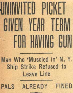Uninvited Picket Given Year Term for Having Gun — headline