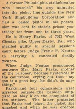A former Philadelphia strikebreaker who muscled his way uninvited into the picket line