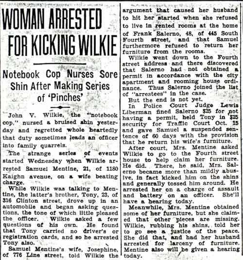 Woman Arrested for Kicking Wilkie, Camden Courier-Post, October 9, 1936