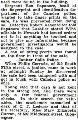 Safe Crackers Get $515 in Camden Job, Camden Courier-Post, August 11, 1936, page 3