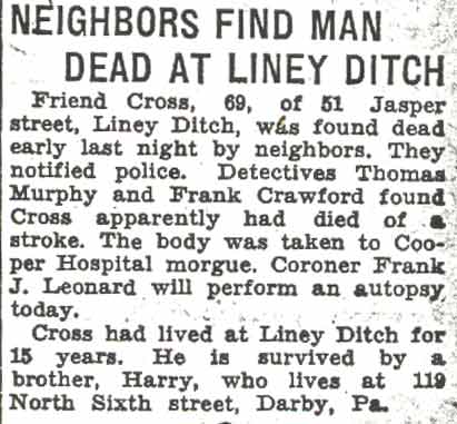 Frank Crawford, Jasper Street, August 5, 1936