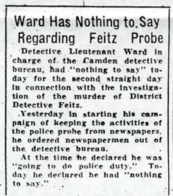 Ward Has Nothing to Say Regarding Feitz Probe, Camden Evening Courier, September 4, 1934