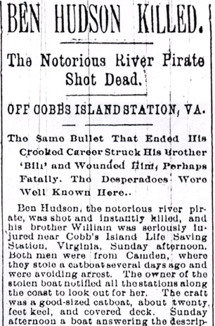 Ben Hudson Killed, Camden Daily Courier, October 8, 1895 (part 1)