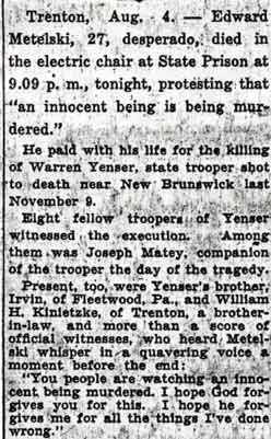 Camden Courier-Post, August 5, 1936 — Eddie Metelski execution