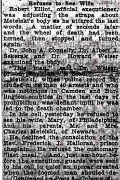 Camden Courier-Post, August 5, 1936 — Eddie Metelski execution