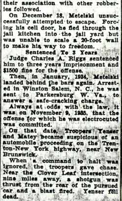 Camden Courier-Post, August 5, 1936 — Eddie Metelski execution continued
