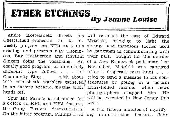 Arcadia CA Tribune, August 12, 1936 — Eddie Metelski