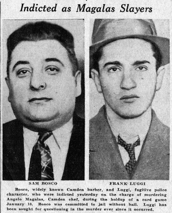 Sam Bosco and Frank Luggi, indicted in the Magalas murder, February 12, 1938
