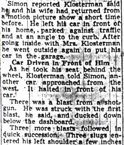 Fred Klosterman Hit by Pump Gun Fire, January 8, 1940, page 6
