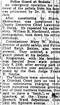 Fred Klosterman Hit by Pump Gun Fire, January 8, 1940, page 8
