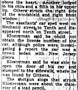 Fred Klosterman Hit by Pump Gun Fire, January 8, 1940, page 7