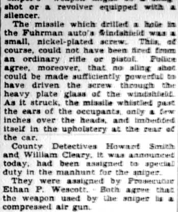 Ghost sniper coverage, Camden Courier-Post February 10, 1928