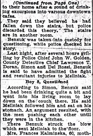 Murder Charged in Mellniak Death (continued from page one), Camden Daily Courier, October 11, 1933