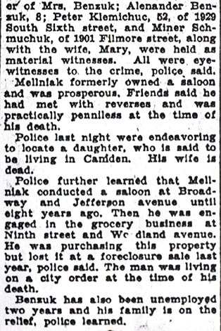 Murder Charged in Mellniak Death (continued), Camden Daily Courier, October 11, 1933
