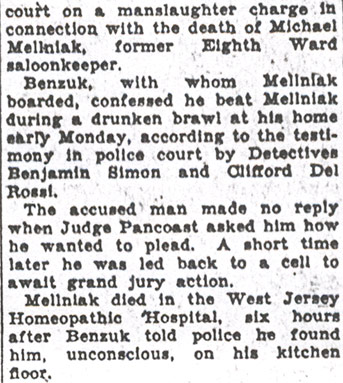 Benzuk Denied Bail for Fatal Brawl (continued), Camden Courier-Post, October 12, 1933