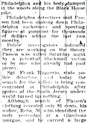 Police Are Baffled in Passen's Murder (continued)