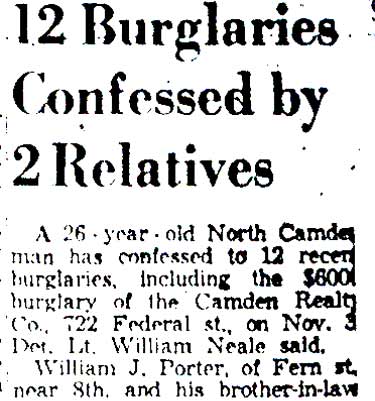 Camden Courier-Post, December 20, 1957 — 12 Burglaries Confessed by 2 Relatives (part 1)