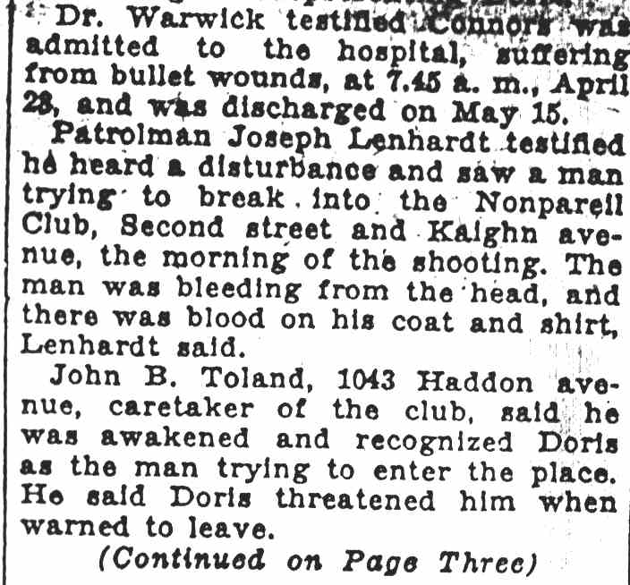 Camden Courier-Post, August 27, 1929 — Woman Missing as Doris Trial Is Opened Here (continued)