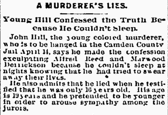 Philadelphia Inquirer, April 1, 1893 — A Murderer's Lies