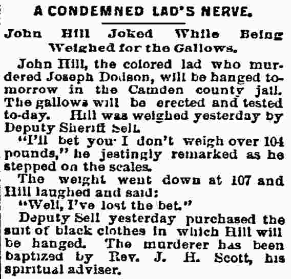 Philadelphia Inquirer, April 13, 1893 — A Condemned Lad's Nerve