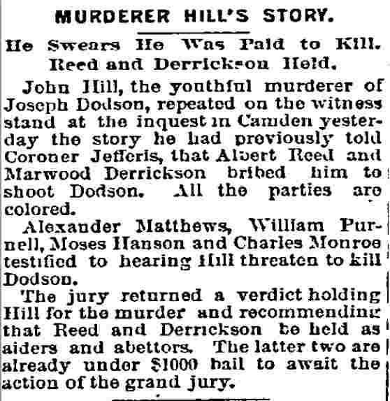 Philadelphia Inquirer, October 20, 1892 — Murderer Hill's Story