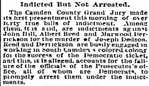 Philadelphia Inquirer, November 1, 1892 — Indicted But Not Arrested