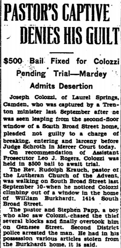 Trenton Evening Times, January 14, 1931 — Pastor's Captive Denies His Guilt