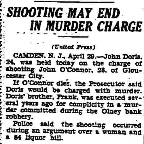 Trenton Evening Times, April 29, 1929 — Shooting May End in Murder Charge