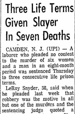 Connellsville Daily Courier, July 17, 1970 — Three Life Terms Given Slayer In Seven Deaths