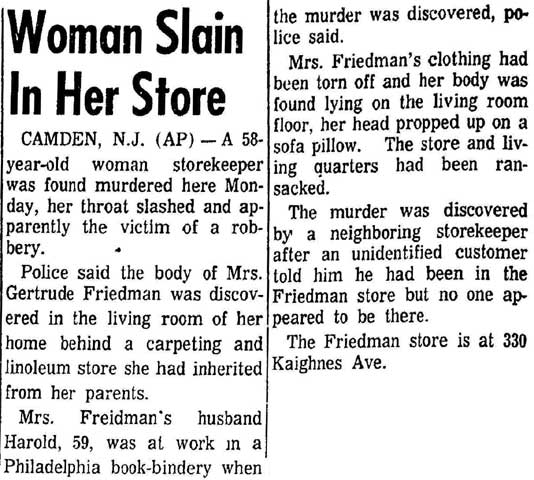 Gettysburg Times, September 10, 1969 — Woman Slain In Her Store