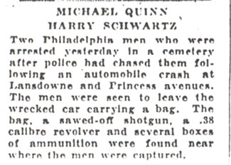 Suspects and locations — Sylvester McGrath, Harry Yates, Howard Bean, George Schyler, Michael Quinn, Harry Schwartz; Lansdowne Avenue, Princess Avenue