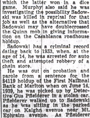 Police Seek Break in Sadowski Death article, part 3