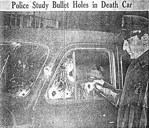 Police Study Bullet Holes in Death Car — Camden Evening Courier March 23, 1945