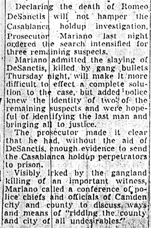 Camden Evening Courier March 24, 1945 — Murder Fails to Balk Probe (text part 1)
