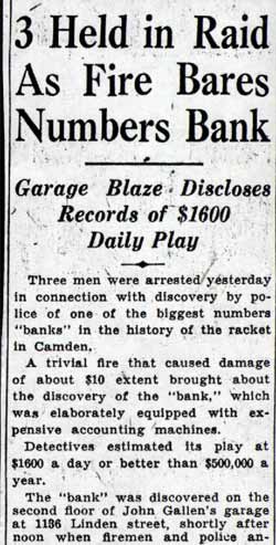 Camden Courier-Post January 11, 1938 - Numbers ring article page 1